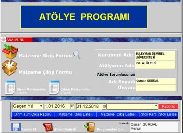 Atölye Takip Programı